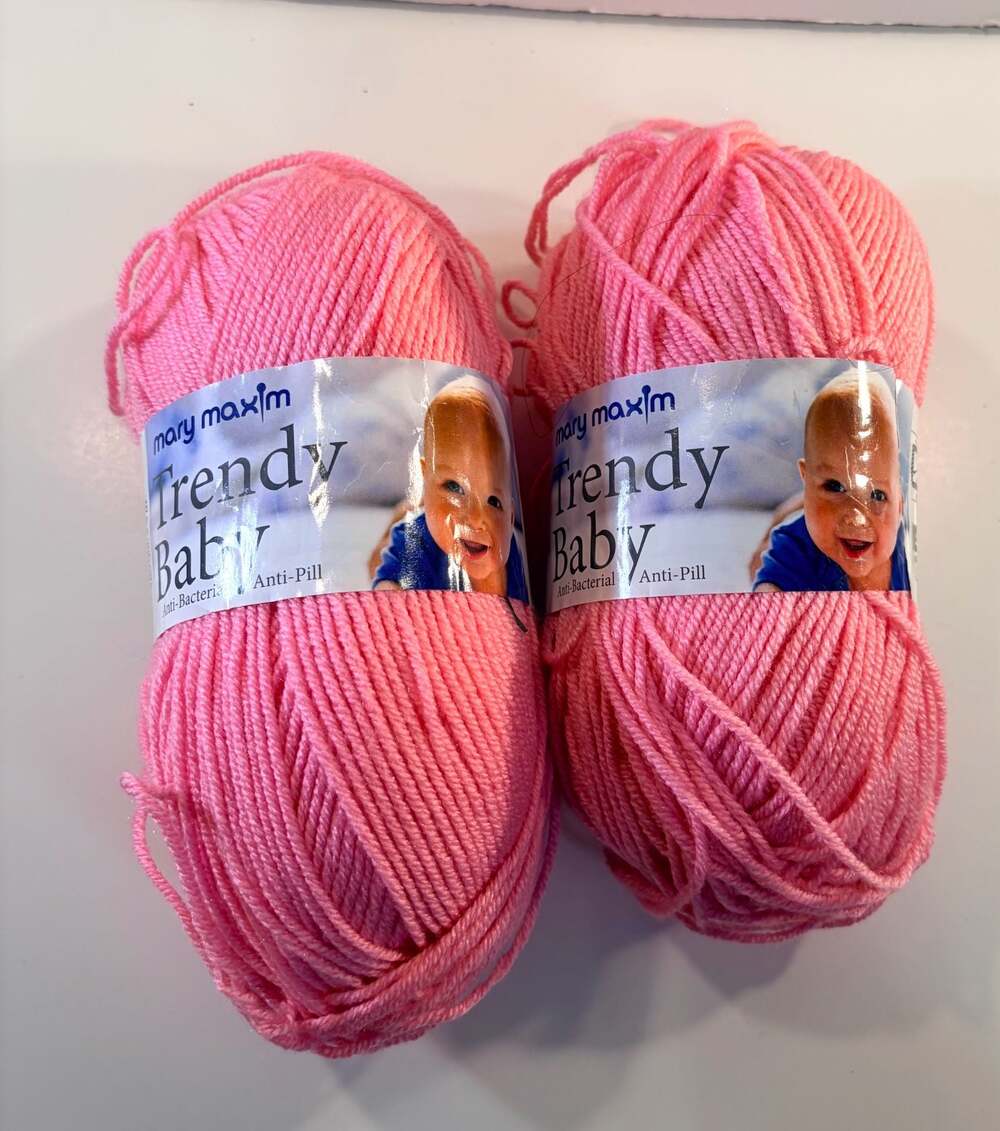 Mary Maxim Trendy Baby Anti-Pill Acrylic Yarn Pink 2 Skein Bundle